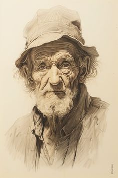 an old man with a hat on his head