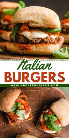 Learn how to make Italian Burgers! This main course recipe is also great for cookouts. Packed with ground beef, cheese, marinara sauce, and more, these Italian hamburgers are an easy family dinner you'll surely love! Italian Burger Recipe, Hamburger Marinara Pasta Recipes, Flavorful Burgers Ground Beef, Italian Burgers Ground Beef, Ground Beef Burger Recipe, Hamburger Dinner Ideas, Grilled Hamburger Recipes Burger Patties Worcestershire Sauce, Italian Burger, Recipes Using Hamburger