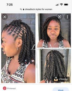 Braid Back Loc Styles, Loc Flat Twists, Retwist Styles For Locs Women, Medium Long Loc Styles, Lox Styles For Women Long, Loc Side Styles, Locs Rope Twist Styles, Short 2 Strand Twist Loc Styles, Loc Styles For The Beach