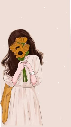 a woman holding a sunflower in front of her face