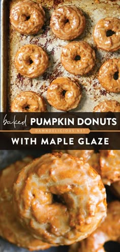 BAKED PUMPKIN DONUTS WITH MAPLE GLAZE, fall, pumpkin recipes, dessert ideas Homemade Donuts Recipe, Baked Donut Recipes, Fall Baking Recipes, Pumpkin Recipe, Pumpkin Recipes Dessert, Homemade Donuts, Maple Glaze, Baked Donuts, Donut Glaze