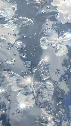 the water is full of bubbles and butterflies on it's surface, as if they were floating in the air