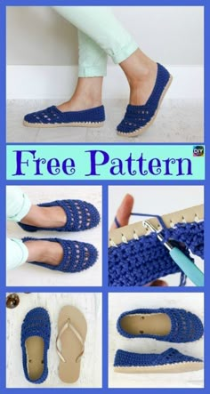 crocheted slippers and shoes are featured in this free pattern for women's slippers