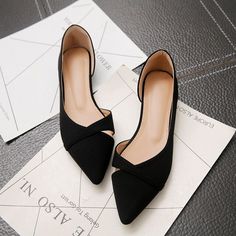 Leather Fits, Black Pure, Women Flats, Office Shoes