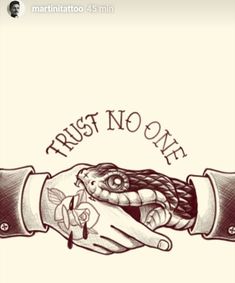 two hands holding each other with the words trust no one