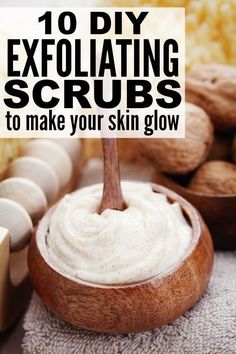 If you're looking for inexpensive DIY exfoliating scrubs to get rid of dry skin and make your whole body glow from head to toe, this collection of natural, homemade scrubs is for you! It has lots of different sugar scrub ideas for your face, hands, lips, and legs, as well as one of the best cellulite remedies you'll find on the internet. Good luck! Exfoliating Scrub Diy, Scrub Ideas, Get Rid Of Dry Skin, Homemade Scrubs, Body Glow, Skin Care Routine For 20s, Face Scrub Homemade