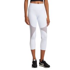 New W/O Tags: Alo Yoga High-Waist Capri Mesh-Insert Legging Color: White Size: Large Description: An On-Trend High Waistline On Our Classic Capri. The High-Waist Airbrush Capri Has A Five-Inch Rise And All The Best Assets Of The Classic Version, Like No Side Seams And A Yogi-Tested Fit That Lifts And Sculpts. Sculpts, Lifts & Smooths! No Side Seams Designed & Uniquely Fit To Flatter Every Size Wear-Tested By Our In-House Team For The Perfect Fit White High Stretch Bottoms With Contoured Waistband, White Compressive Activewear For Summer, Summer White Bottoms With Contoured Waistband, White Bottoms With Contoured Waistband For Summer, White Fitted Bottoms With Contoured Waistband, Fitted White Bottoms With Contoured Waistband, White Stretch Activewear With Contoured Waistband, White Stretch Bottoms With Wide Waistband, Sporty Spring Activewear By Alo Yoga