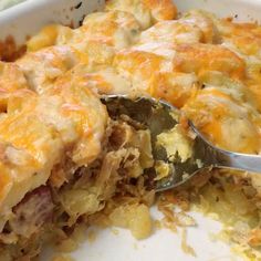 a close up of a plate of food with a spoon