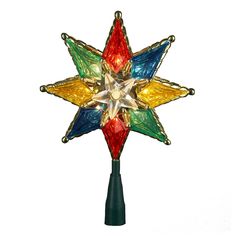 Kurt Adler Multicolored Star Christmas Tree Topper - Indoor, Multicolor Star Christmas Tree Topper, Lighted Tree Topper, Star Christmas Tree, Prelit Tree, Pink And Black Christmas Tree, Colorful Tree, Pink And Black Christmas, Mexican Christmas, Tree Star