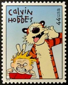 a stamp with an image of a cartoon character and a tiger on it's face