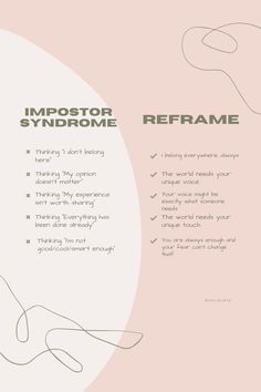 Understimulated Tips, Thought Reframing, Reframe Thoughts, Reframing Thoughts, Imposter Syndrome Tattoo, Reframing Negative Thoughts Quotes, Impostor Syndrome, Imposter Syndrome Activities, Imposter Syndrome Art