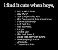 an advertisement with the words i find it cute when boys