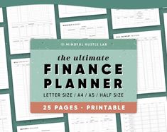 the ultimate finance planner with 25 pages and printable sheets for each page, including