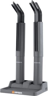 two black and gray toothbrush holders on top of each other with their handles extended