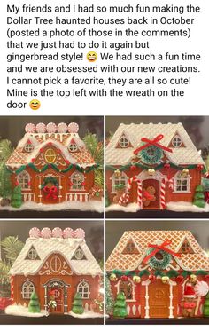 the gingerbread house is decorated for christmas