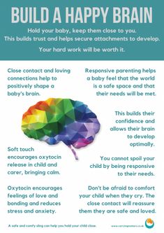 a poster with the words build a happy brain and an image of a rainbow colored brain