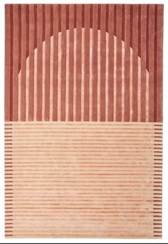 an orange and brown rug with vertical stripes on the bottom, in front of a white background