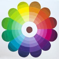 an image of a colorful flower with the color wheel in it's center and bottom half