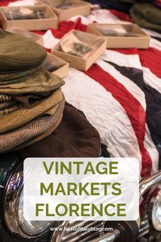 vintage market's florence on display in front of an american flag with text overlay