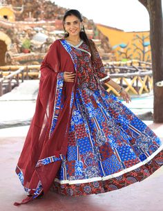 Bagru Hand Block Printed Cotton Lehenga Choli With Mulmul Dupatta Gujarati Lehenga, Cotton Lehenga Choli, Lehenga Choli For Women, Choli For Women