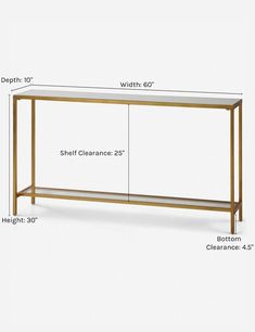 an image of a console table with measurements