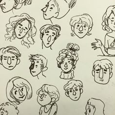 a bunch of people that are drawn in black and white ink on a piece of paper