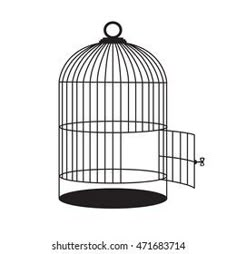 a black and white birdcage on a white background