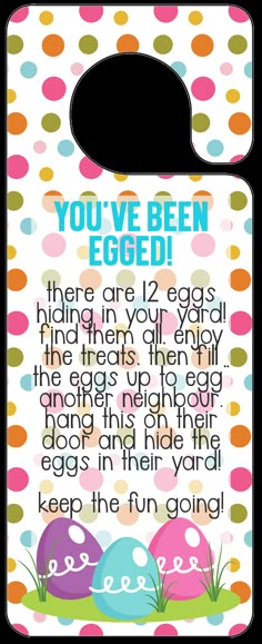 an easter tag with the words you've been egged