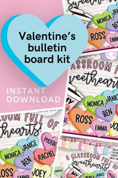 valentine's bulletin board kit with hearts and words