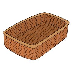 an empty basket for food or bread on a white background, hand drawn doodle style