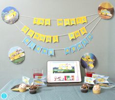 a birthday party with cupcakes and decorations