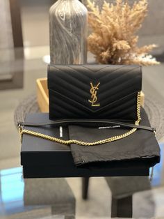 Saint Laurent Ysl Grain De Poured Envelope Wallet On Chain Gold Woc Ysl Purse, Expensive Bag, Envelope Wallet, Luxury Purses, Wallet On Chain, Life Vision, Chain Gold, Cute Everyday Outfits, Everyday Outfits