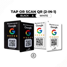 three different versions of the google logo and qr2 - in - 1 package