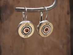 410 Gauge Shotshell Leverback Bullet Earrings-Earrings-SureShot Jewelry Bullet Designs, Sporting Clays, Pirate Treasure Chest, Bullet Earrings, Bullet Casing, Bullet Jewelry, October Birthday, Silver Bullet, Leverback Earrings