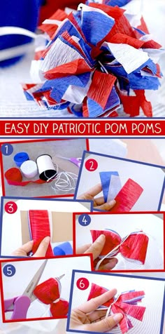 instructions to make patriotic pom poms