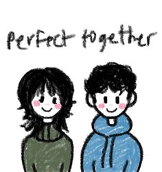 a drawing of two people with the words perfect together