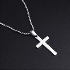 Questions? Leave A Comment Below! Cross Pendant Necklace Men, Pendant Necklace Men, Necklace Men, Cross Chain, Necklace Box, Mens Accessories Jewelry, Cross Pendant Necklace, Box Chain, Silver Man