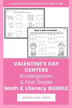 valentine's day printable worksheet for kids to practice their math skills