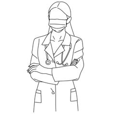 a line drawing of a woman with her arms crossed, wearing a suit and tie