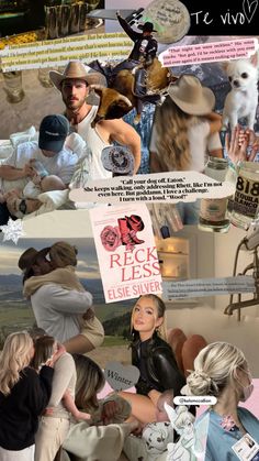 the collage shows people and their pets