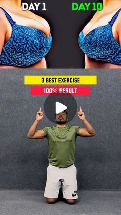 an image of a woman doing exercises for her waist and chest with the text, 3 best exercise 100 % result