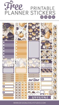 a planner sticker with pumpkins and leaves on it, including the words free printable