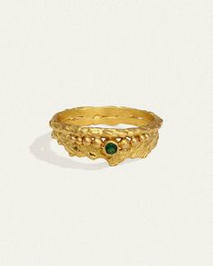 The Verbena Ring is handcrafted from 24k solid gold & natural emerald. Shop unique ring with distinctive rugged silhouette & patterned band. Solid Gold Ring, Diamond Guide, Ring Emerald, Solid Gold Rings, Crown Jewels, Unique Ring, Engagement Ring Wedding Band, Sacred Heart, Natural Emerald