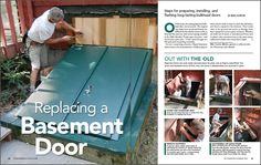 an old man repairing a basement door