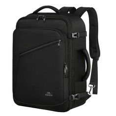 a black backpack with straps on it