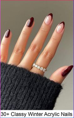 You'll find 30  classy winter acrylic nails here. The color trends for 2024 include white, dark green, burgundy, blue. and silver glitter. #white #nail Nails June 2024 Trends, Autumn Winter Nails 2024, Winter Nails 2024 Trends Acrylic Almond, June 2024 Nail Trends, Vine Red Nails, Nail Art 2024 Trends, Nails 2024 Winter, Winter Nails 2024, Winter Acrylic Nails