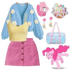 Bubblegum Core Aesthetic Outfit, Vee Aesthetic, Pinkie Pie Outfit, Hot Pink Clothes, Aesthetic Character, Pink Clothes, Clothes Cute, Kawaii Fashion Outfits