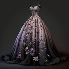 Princess Dress Aesthetic, Beautiful Gown Designs, Purple Quinceanera, Masquerade Ball Gowns, Dress References, Character Outfit Ideas, Outfit Art, Gothic Wedding Dress, Dress Design Drawing