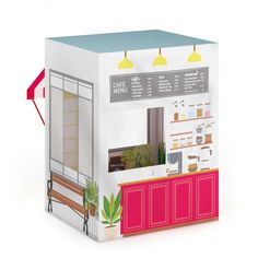 an ice cream carton is shown with the door open to show what's inside