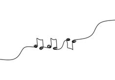 a line of musical notes connected to each other with one string and two bells on the end